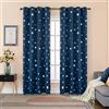 GIRASOLE HOME® Coppia Tende Oscuranti Morbide Fantasia Stelle Argentate Tenda Morbida per Interni con Occhielli 2 Pannelli (Blu, 140x235cm)