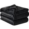 Aisbo Plaid Coperta Pile Matrimoniale - Coperta Calda Invernale per Divano e Grande Letto Matrimoniale 220x240 cm Pile di Flanella Morbida Nera, Fleece Blanket for Sofa and Couch