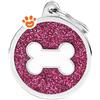 My Family Medaglietta Shine Cerchio Glitter Rosa Grande con Osso Bianco >>>INCISIONE_GRATIS