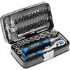 Högert Technik - Cassetta Attrezzi, Set Attrezzi, Valigetta Attrezzi, Set Utensili, Kit Attrezzi, Set di Chiavi a Bussola e Accessori 1/4, Meccanismo a Cricchetto con 72 Denti - HT1R462, 38 Pezzi