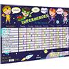 PACKLIST® Reward Chart for Superhero Children. Kids Reward Chart, Learning Positively - Educational Weekly Calendar for Missions: Superheroes to The Rescue of Stars