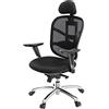 WAFTING Sedia da ufficio ergonomica, schienale regolabile, con poggiatesta 3D, schienale alto 2D, altezza regolabile, portata 150 kg, colore nero