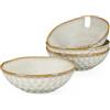 Henten Home Piatto Cavo in Porcellana, Poke Bowl/Zuppa da 4 Pezzi - 750ml, Ciotole di Cereali Fatte a Mano, Servizi da Tavola - Retrò Beige
