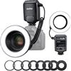 Godox ML150II portatile LED Macro Ring Flash Set di luci flash ad anello Selezione della potenza a 6 livelli (1/32-1/1) 5800K±200K Dimmerabile per Nikon/Canon/Olympus/Sony Con anello adattatore 8X.
