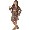 Smiffys Costume da hippie da ragazza, con vestito, gilet multicolore attaccato, fascia e medaglione, costume per bambine