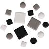 Rayher tesserine per mosaico in vetro, dimensioni 10x10mm e 20x20mm, ø 12mm, colori misti bianco nero, 500g, ca. 395 pezzi, per lavori creativi, fai-da-te, interni e esterni, 14826000