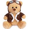 Brubaker Orsetto Pilota con Occhiali da Aviatore e Completo in Marrone - 25 cm Orsetto in Uniforme - Orso di Peluche Portafortuna