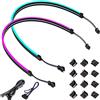 BTF-Lighting Striscia LED 5050 NEON PC 2 pezzi 50 cm RGBW GRB LED Strip per 12 V 4 pin RGB Header con 12 clip resistenti IP65 impermeabile tagliabile