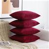 MIULEE 4 Pezzi Copricuscini Federde Cuscini in Poliestere Morbido Finto Lino Imitazione Elegante Decorativo per Divano Camera da Letto Soggiorno 40x40cm Rosso Scuro