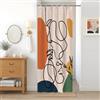 Uiiooazy Tenda Doccia Antimuffa, Tenda Doccia Piccola 90x180cm Boho Chic Terracotta Arancia Astratta Nero Linee Tende da Bagno Tessuto Lavabile Impermeabile Polyester Tende Vasca da Bagno con 6 Anelli