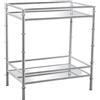 DRW Tavolino Rettangolare in Metallo e Specchio a Due Livelli in Argento 54 x 34 x 60 cm, Altezza Gambe 10,5 cm, ESTANDAR