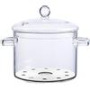TAMUME 1.5L Pentole Vetro con Coperchio per Induzione con C-Stile Maniglie, Pentola Brasata con Coperchio Coperto per Verdura e Zuppa