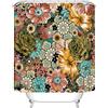 KONAMO Tenda da doccia colorata in stile bohémien, floreale, mandala, bohémien, etnica, in tessuto, decorazione per il bagno, 180 x 180 cm