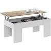 Fores Tavolino Da Salotto Con Piano Elevabile 50x100x45 Cm Rovere E Bianco