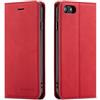 FMPC Custodia Compatibile con iPhone 7 Plus, Supporto Flip Caso in Pelle Cover Libro Magnetica Portafoglio iPhone 8 Plus, Rosso