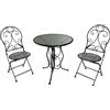 VESTIAMO CASA GIARDINO - Set giardino Bistrot tavolo rotondo 60 cm e 2 sedie pieghevoli in metallo Nero