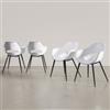 DEGHI Set 4 sedie con seduta polipropilene bianco e gambe in metallo nero - Obald