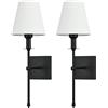 Enyhom 2 Pezzi luci da Parete per Interni Vintage retrò Nero, Bagno Vanity Luce Parete sconsigliato Illuminazione Presa E27 Tessuto lampade da Parete per Camera da Letto