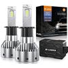 D-Lumina Lampadina H3 LED Canbus 100W 16000LM,Chip CPS 6500K 300% Brillante,Universale Con Lenticolari Che Senza Lenticolari,Raffreddamento con Tubo di Rame Spesso+Ventilatore,LED Lampada Luci,2 pezzi