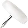 Adsamm® 32 feltrini in plastica con chiodo, bianco, diametro 25 mm, rotondi, per mobili con chiodo, per mobili e pavimento