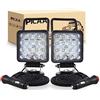 PICAA 2 pezzi 48W 4 Pollici Faro da lavoro a LED da con magnete base magnetica accendisigari faretti portatili a LED rotondi da per Auto Barca FUORI STRADA 4X4 SUV ATV UTV Camion 12V 24V