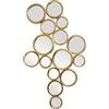 DRW Specchio da parete con cerchi in metallo in oro 100 x 8,5 x 60 cm