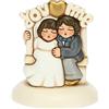 THUN, Bomboniera Matrimonio Top Cake con Sposini in Ceramica Decorata a Mano, Linea Bomboniere, 12.3x12x14.2 cm h