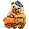 THUN, Bomboniera Teddy Motors su Trenino in Ceramica Decorata a Mano, Linea Bomboniere, 5.4x4.5x6.5 cm h