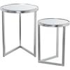 DRW Set di 2 tavolini Rotondi in Metallo e Specchio in Argento 42 x 54 cm e 36 x 48 cm, ESTANDAR