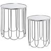 DRW Set di 2 tavolini Rotondi in Metallo e Specchio in Argento 42 x 50 cm e 37 x 45 cm, ESTANDAR