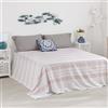 Baroni Home Telo Copritutto in Misto Cotone, 3-in-1 Copriletto Estivo, Plaid e Copridivano, Telo Multiuso Matrimoniale 250x260 cm - Righe Ecru