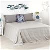 Baroni Home Telo Copritutto in Misto Cotone, 3-in-1 Copriletto Estivo, Plaid e Copridivano, Telo Multiuso Matrimoniale 250x260 cm - Righe Tortora