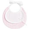 Filet - Piccolo Bavaglino Tondo in Morbido Tessuto con Pois Effetto 3D con Inserto in Tela Aida da Ricamare, Chiusura con Laccetti, Ideale per Neonati, Made in Italy, Colore Rosa