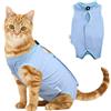 Voarge Recovery Suit Gatto Body Dopo Op Anti-lecking, Prevenire Leccare Dopo L'Operazione Indossare Weaning e Mantenere Caldo Panno per Gatti Cani (M, Blu)