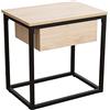 DRW Tavolo ausiliario con 1 cassetto in metallo e legno MDF in naturale e bianco 50 x 35 x 50 cm