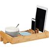 Relaxdays Mensola Letto agganciabile, bambù, Portabevande D: 9 cm, Salvaspazio, Ideale per organizzare, Legno Naturale