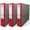 Netuno 3x raccoglitore ecologico a4 a leva rosso registratore archivio dorso 75 mm con 2 anelli raccoglitore carta faldone ad anelli a4 raccoglitore cartone riciclato documenti grande rigido