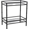 DRW Tavolo ausiliario rettangolare in metallo e specchio con due livelli in nero opaco 54 x 34 x 60 cm, alt.Gambe 10,5 cm