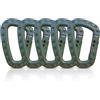 Holesto® Set di 5 Moschettoni in Plastica - Moschettone Nero Tattico Militare - Clip da Esterno Grande - Molle a D - Gancio in Plastica Resistente - Carabiner - 5 Pezzi (Verde)