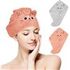 Tatuo 2 Asciugamano per Capelli in Microfibra Asciugatura Rapida da Doccia Asciugamano Turbante Carino Avvolgere la Testa per Donna Bambini Bagno Mare Piscina, Rosa, Grigio (Gatto)
