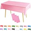 POPOYU 3 Pezzi Tovaglie Rettangolari per Feste, Rosa Chiaro Tovaglia Natalizia 137x274 Tovaglie Copri Tavolo da Interno Elegante per Occasioni Natale Feste Giardino Esterno Compleanno Poliestere