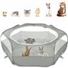 Pawaboo Recinto per Animali Domestici, Box per Animali Piccoli, Tenda per Gatti Cani Cuccioli, Portatile Gabbia, Recinzione in Tessuto Oxford e a Rete, Resistente e Pieghevole, Grigio