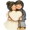 THUN, Bomboniera Matrimonio con Coppia di Sposini Uniti in un Abbraccio, Ceramica Decorata a Mano, Versione Piccola, Linea Bomboniere, 5.5x3.5x7 cm h