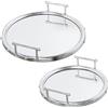 DRW Set di 2 vassoi rotondi in metallo e specchio in argento 47 x 9 cm e 40 x 9 cm, INT.41 e 33 cm