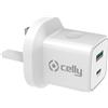 celly Caricabatterie per Dispositivi Mobili Bianco Interno - TC2USBUSBC20WUK