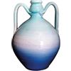 Ceramiche Angela Rinaldi Anfora in Ceramica di Vietri dipinta a mano Celeste e Blu altezza cm 25 Oggetto Design Giara Terracotta