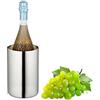 Relaxdays Secchiello Refrigeratore per Bottiglie di Vino e Spumante, Acciaio Inox a Doppia Parete, HxD: 18,5 x 12 cm, Argentato