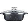 Kamberg 0008101 Casseruola Quadrata 24 x 24 cm, Fusione di Alluminio, Rivestimento in Pietra, Coperchio in Vetro, Compatibile con Tutti i Piani Cottura, Incluso Quello a Induzione, Senza PFOA
