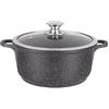 KAMBERG Pentola 28 cm, Ghisa di Alluminio, Rivestimento Antiaderente di Alta Performance Pietra, Coperchio in Vetro, Tutti Fornelli y induzione, Senza PFOA