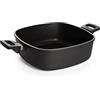 Woll Nowo Titanium Casseruola quadrata in ghisa, induttiva, 28 x 28 cm, altezza 10 cm, 6,0 litri, con 2 manici laterali, adatta per tutti i piani cottura, in alluminio, resistente al forno, nero